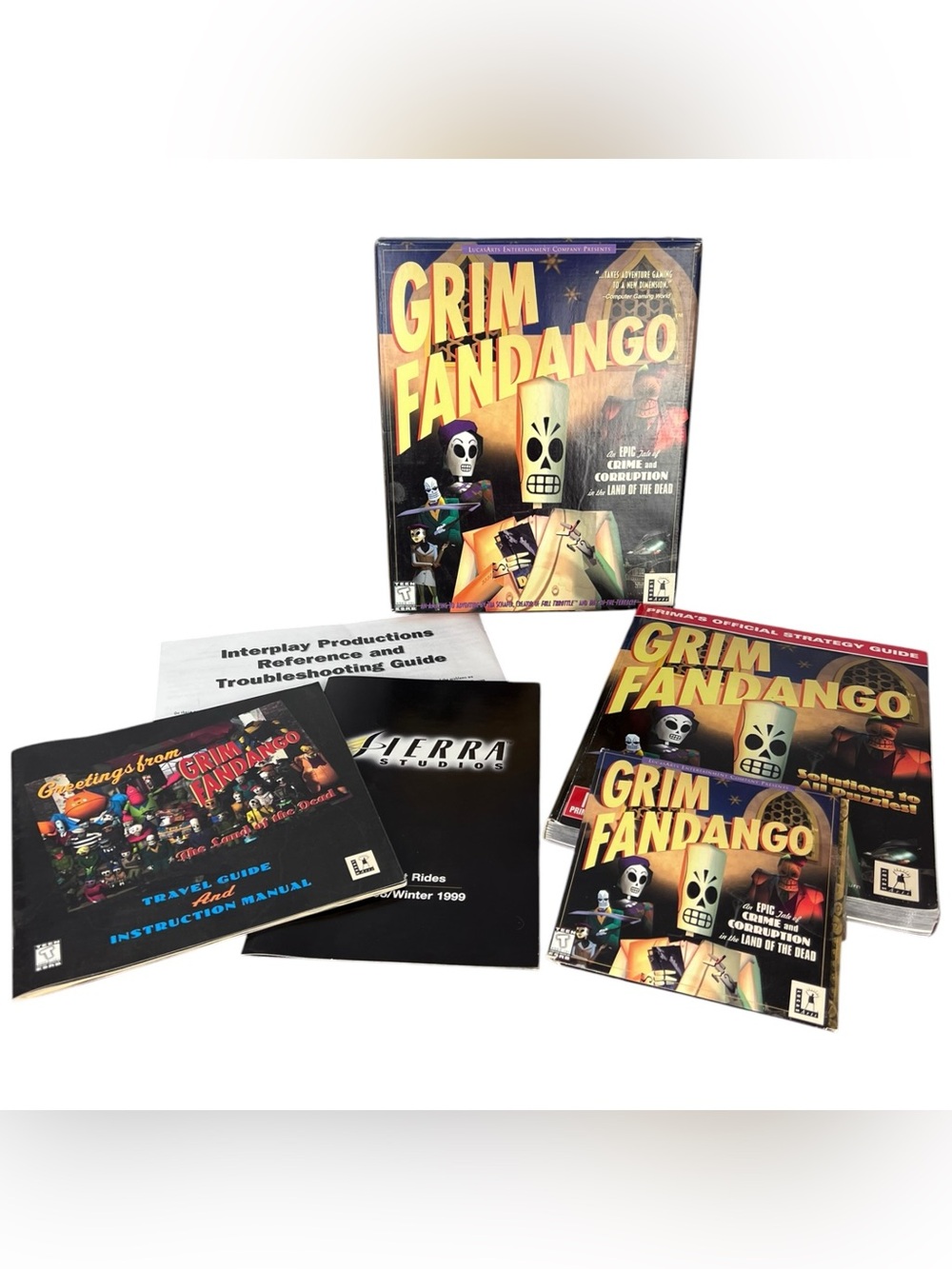 Grim Fandango Big Box PC Game Windows 95/98 W/ Strategy Guide & Inserts /Box
